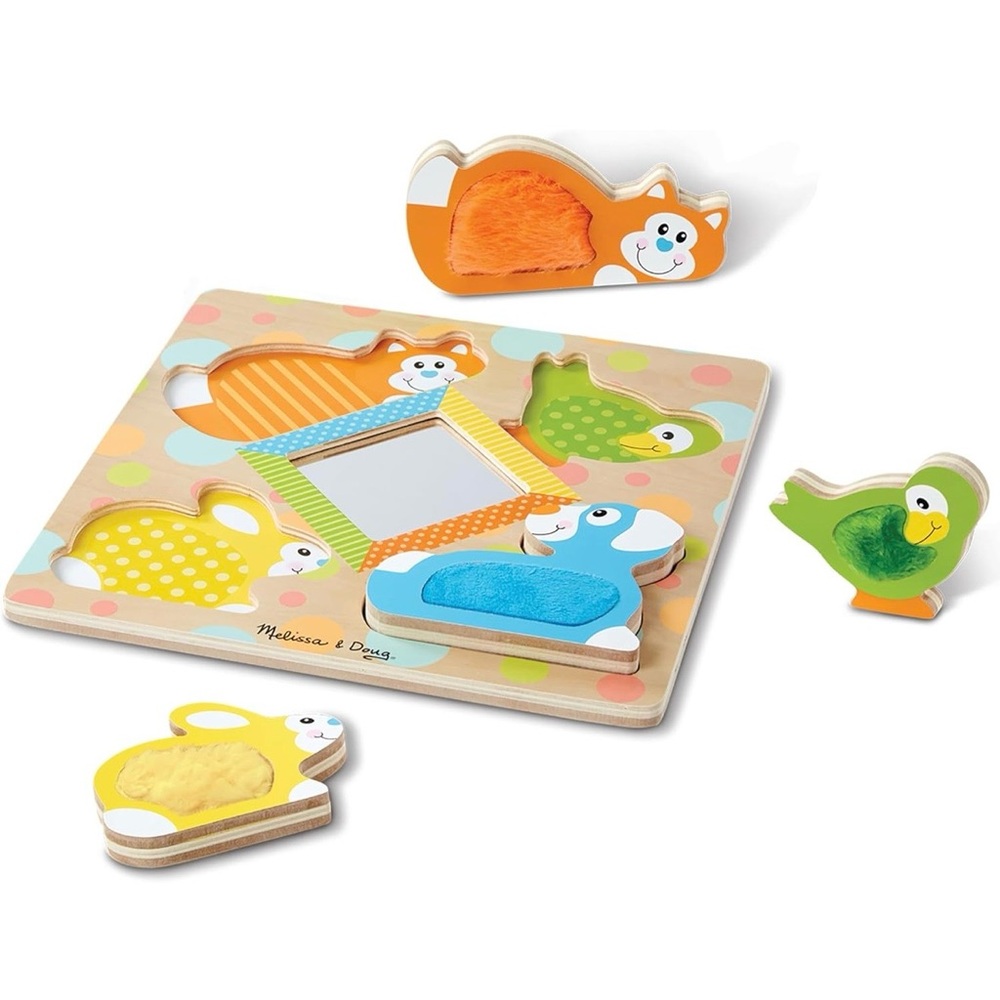 Melissa & Doug First Play Peek-a-Boo Pets Wooden Touch and Feel Puzzle